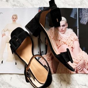 Banana Republic suede double buckle block heel sandal